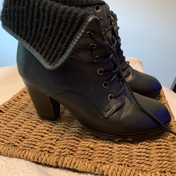 Rue 21 Sweater Top Combat Heel Boots - Picture 2 of 5